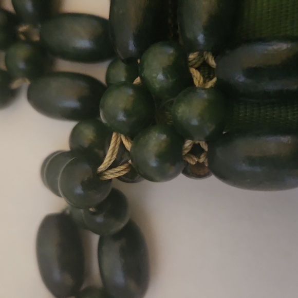 Walborg Vintage Green wood beaded Purse - Picture 4 of 15